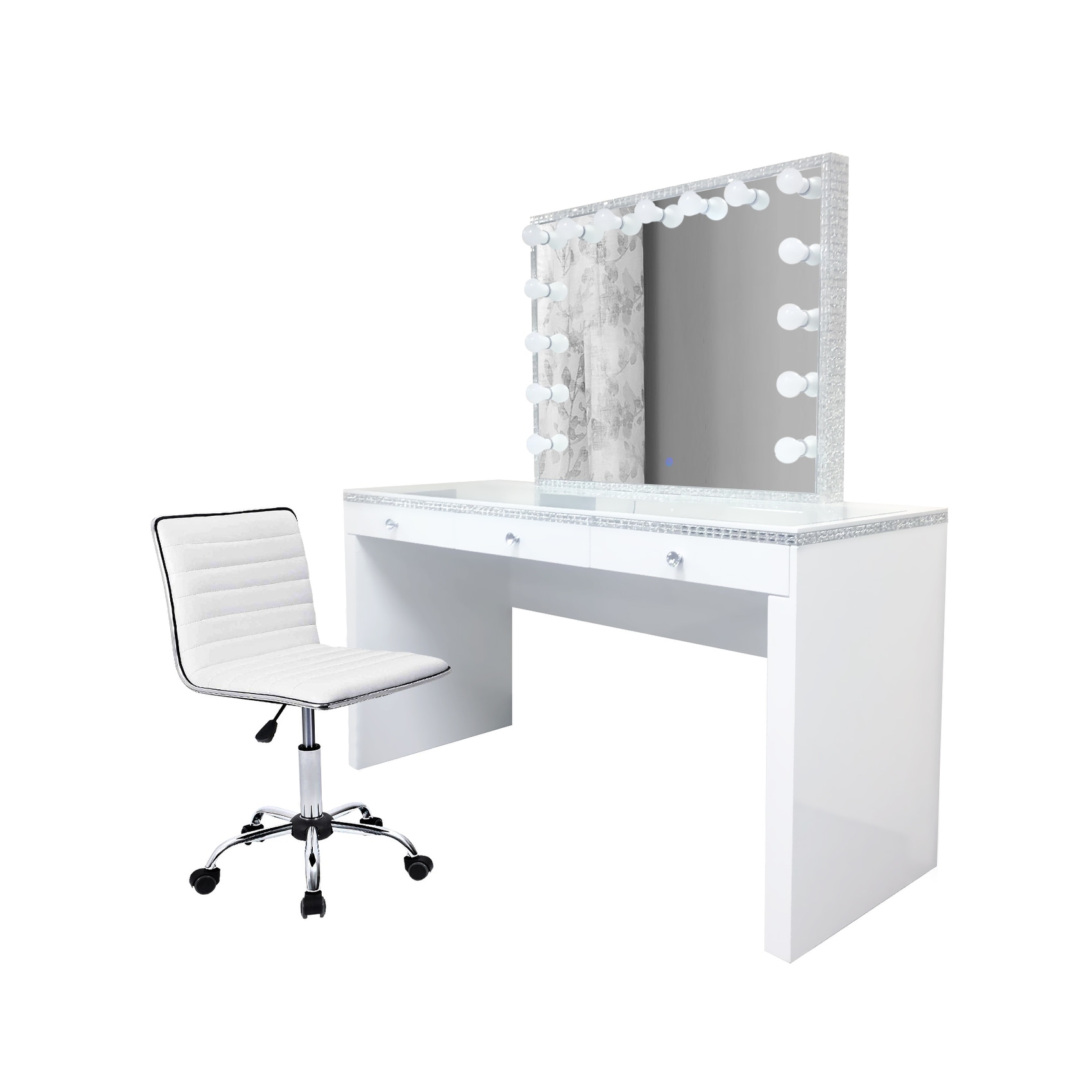 Vanity desk shop with hollywood mirror